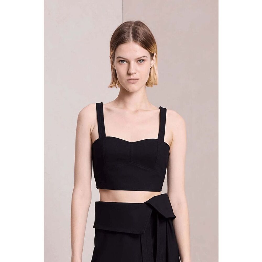 A.L.C. Layla Lace Up Bustier Back Crop Tank Top Women's Black Size 8